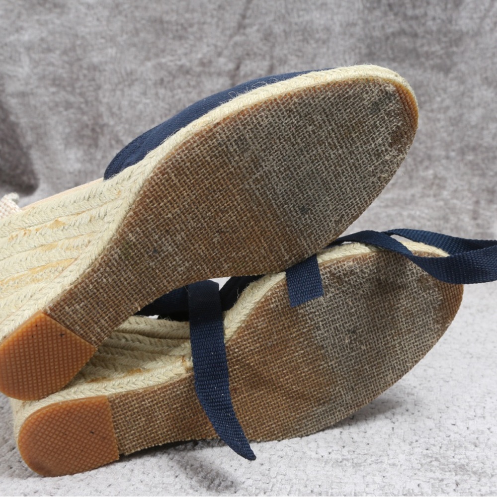 🎤🎉 Tommy Hilfiger “Tiffany” Canvas Strappy Espradille Wedge Shoes Sz 7.5 - Picture 8 of 9